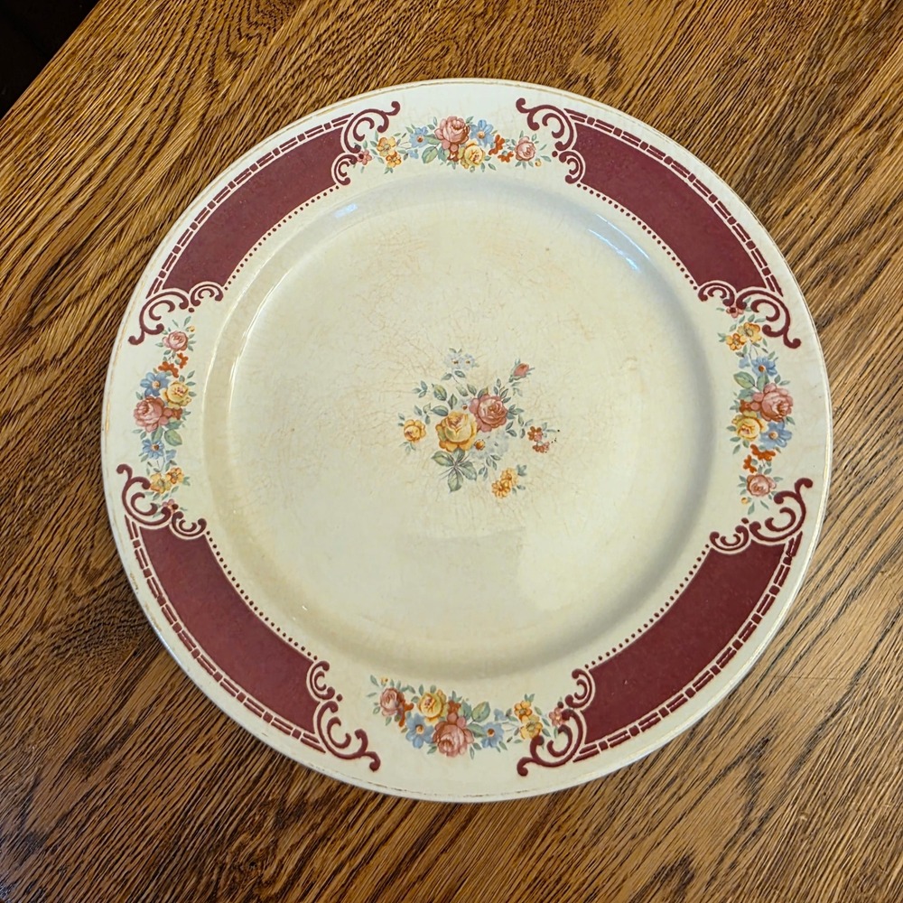 Homer Laughlin Vintage 1945 Majestic Brittany  Floral Dinner 3 Plates 9 Inch